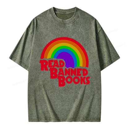 Pagewings Read Banned Books Reading Unisex Washed T-shirt