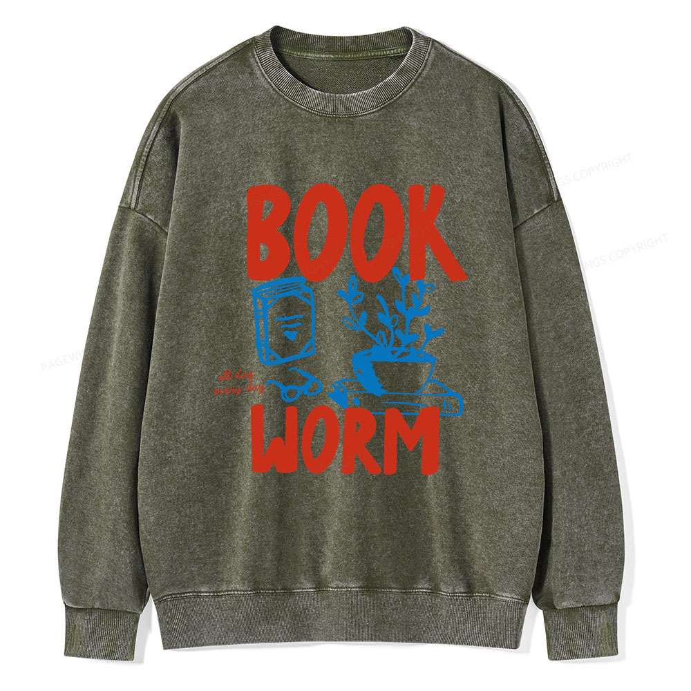 Pagewings Bookworm Unisex Washed Sweatshirt
