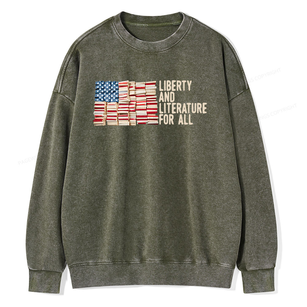 Pagewings Liberty And Literature For All Unisex Washed Sweatshirt