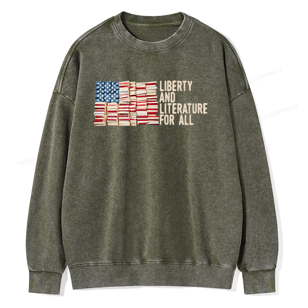 Pagewings Liberty And Literature For All Unisex Washed Sweatshirt