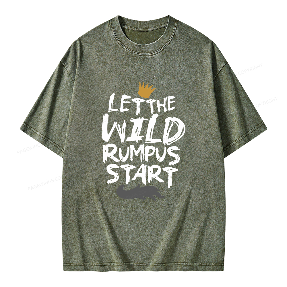 Pagewings Let the Wild Rumpus Start  Unisex Washed T-shirt
