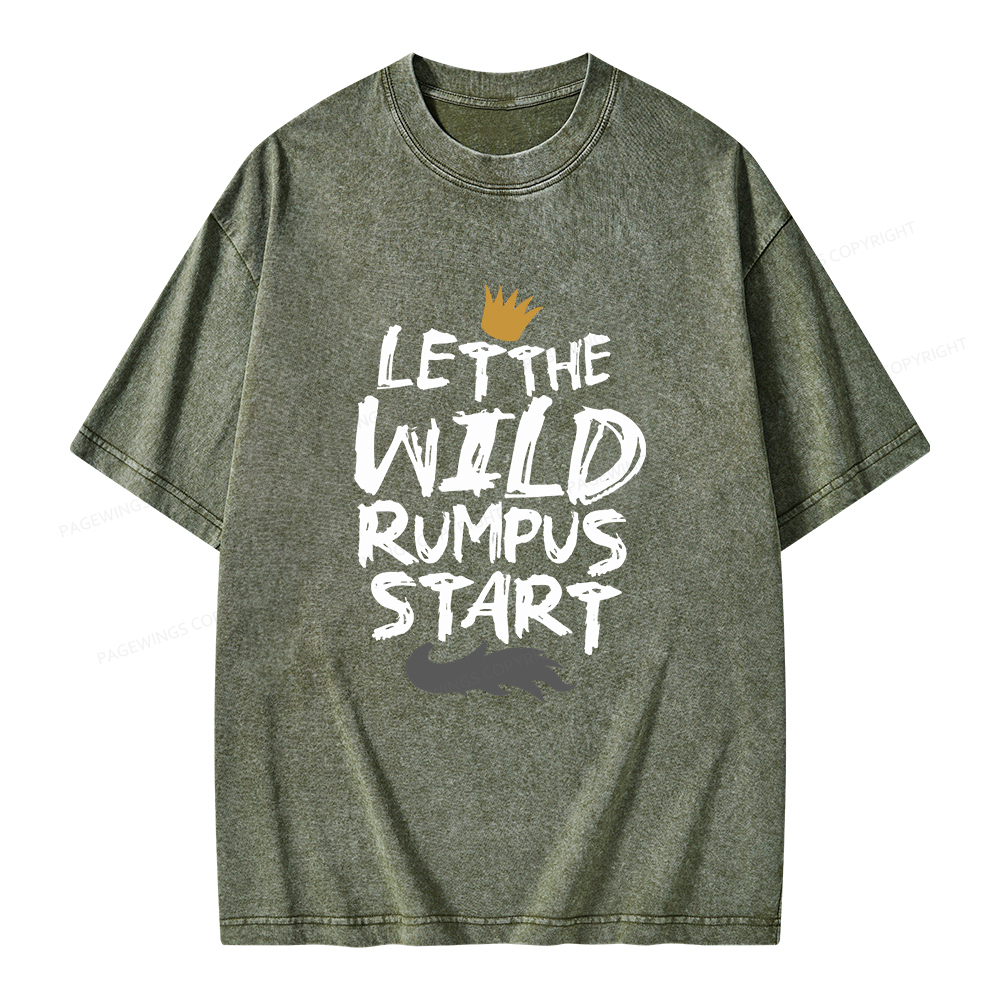 Pagewings Let the Wild Rumpus Start  Unisex Washed T-shirt