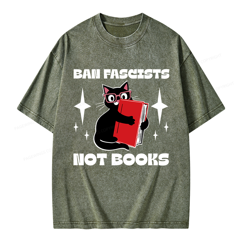 Pagewings Ban Fascists Not Books Unisex Washed T-shirt