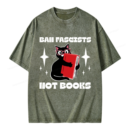 Pagewings Ban Fascists Not Books Unisex Washed T-shirt