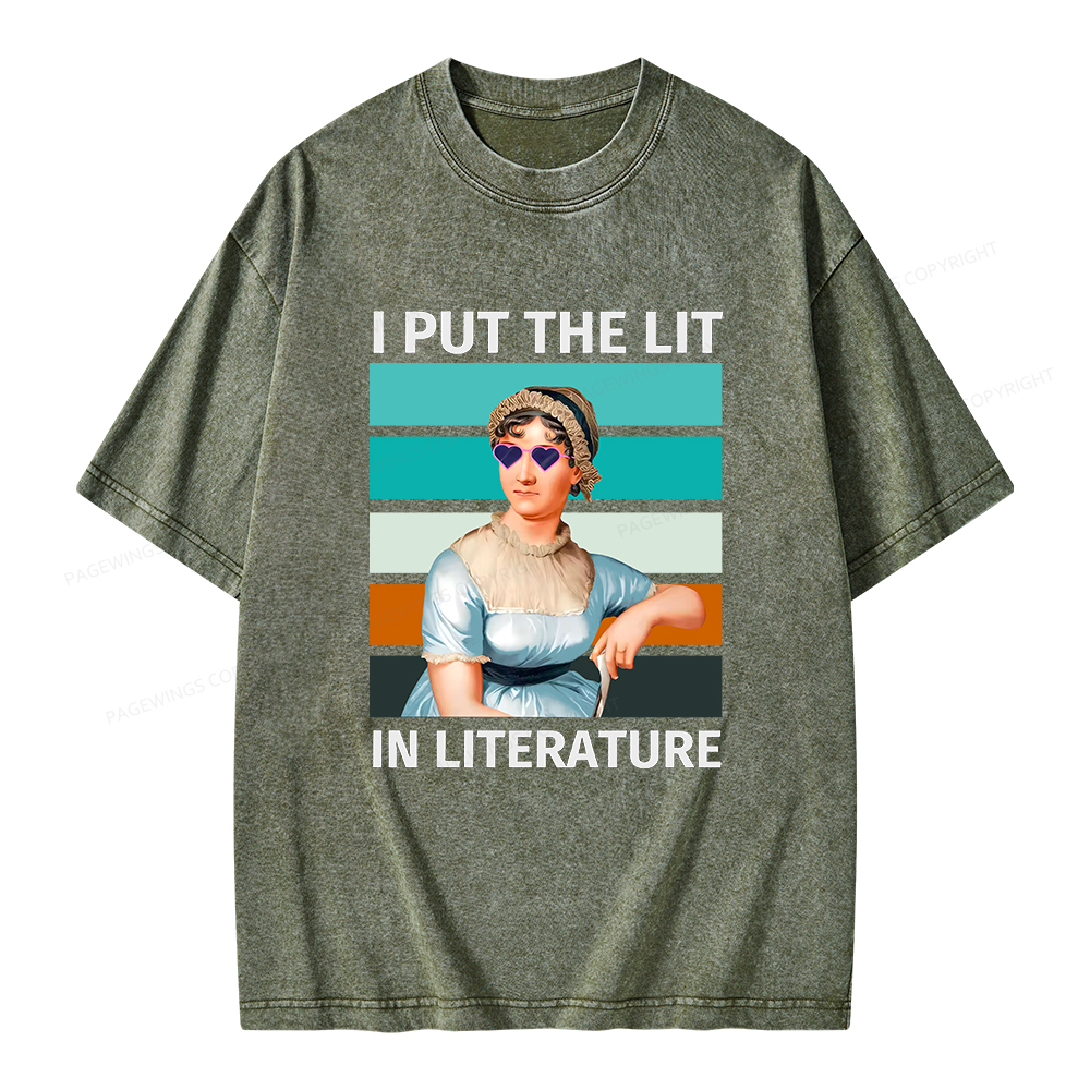 Pagewings I Put The Lit In Literature Unisex Washed T-shirt