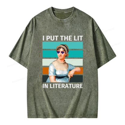 Pagewings I Put The Lit In Literature Unisex Washed T-shirt