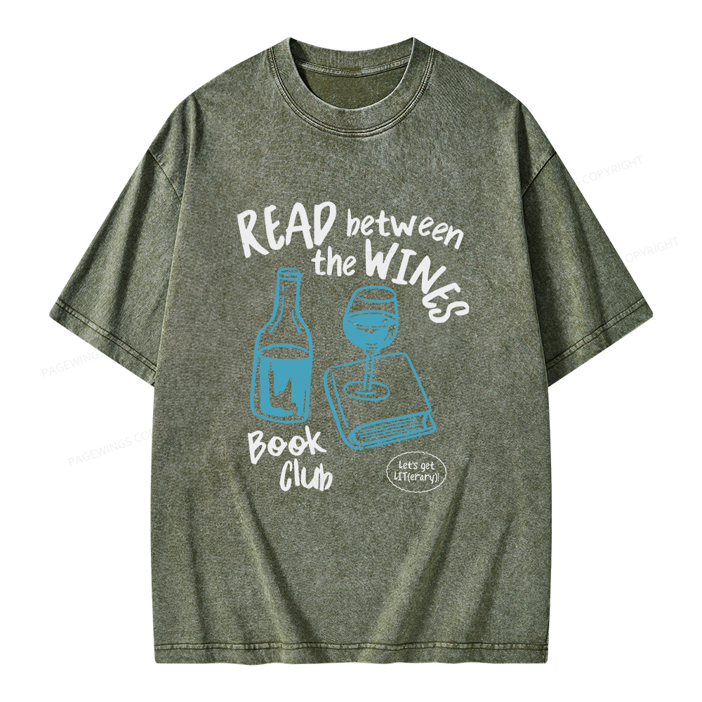 Pagewings Wine Lover Book Club Unisex Washed T-shirt