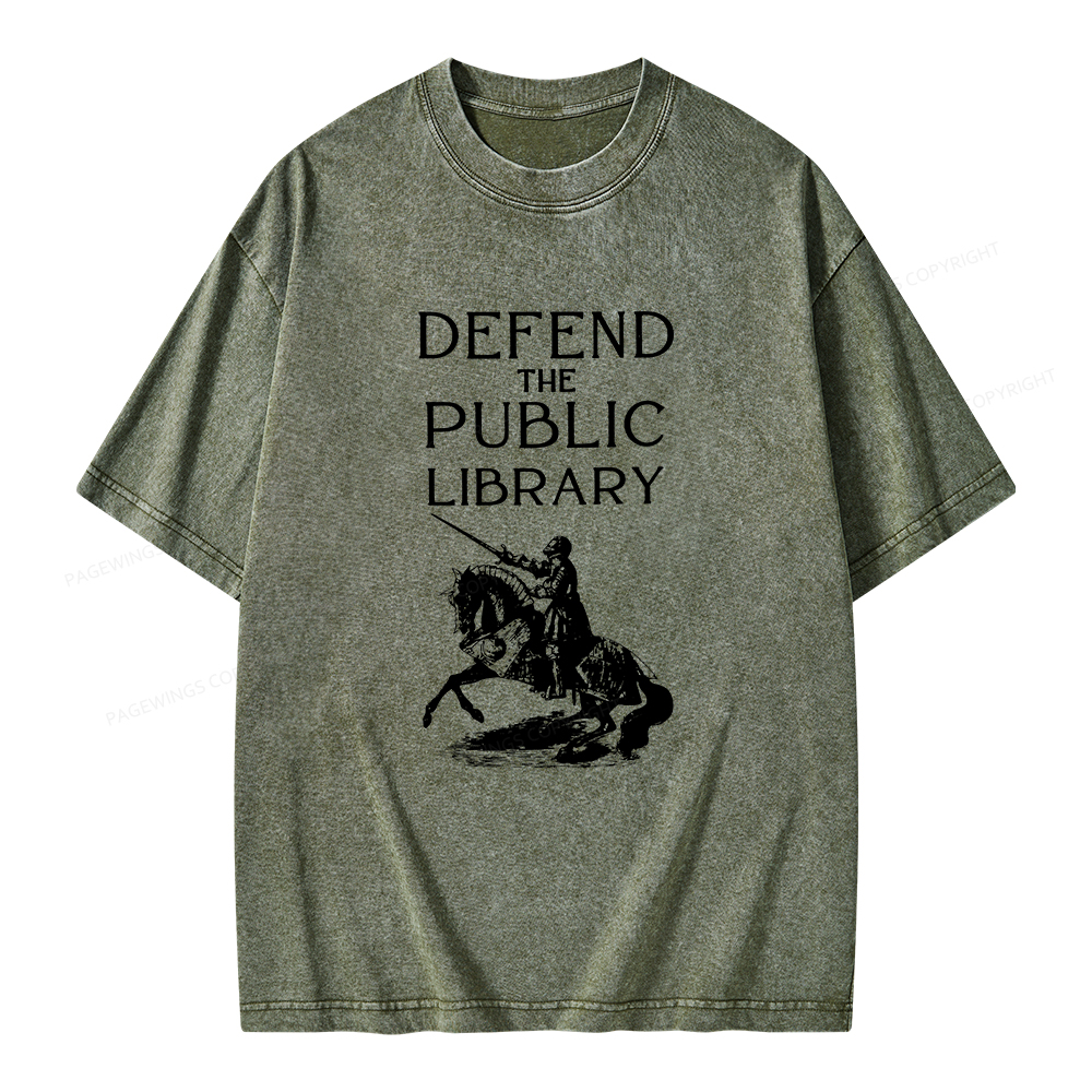 Pagewings Defend The Public Library Unisex Washed T-shirt