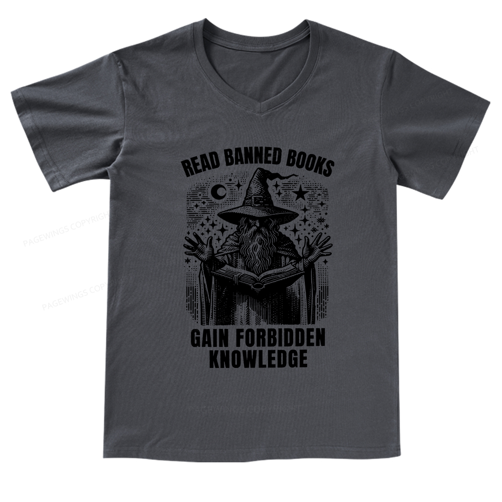 Pagewings Read Banned Books Gain Forbidden Knowledge V-neck T-shirt