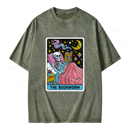 Pagewings The Bookworm Tarot Card Unisex Washed T-shirt