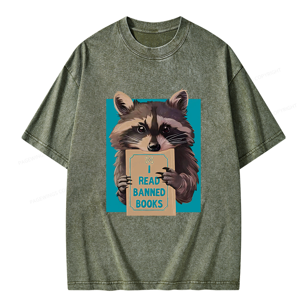 Pagewings I Read Banned Books Unisex Washed T-shirt