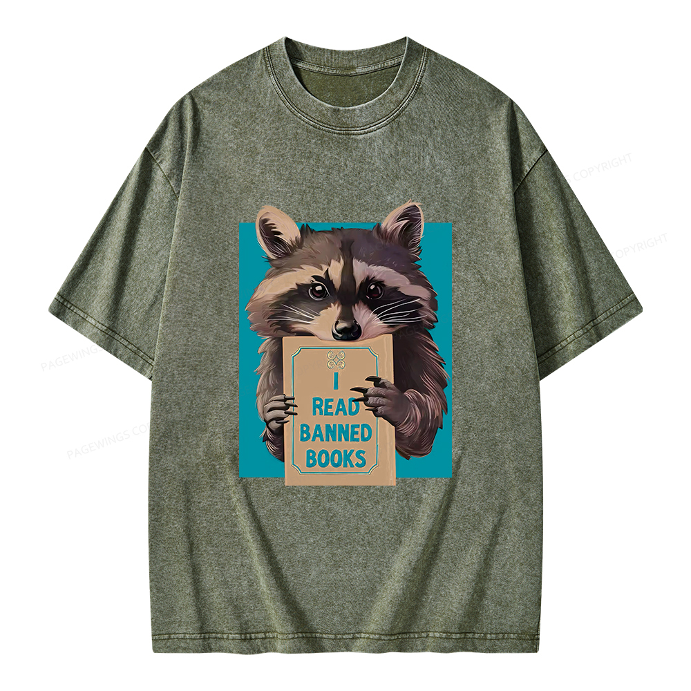 Pagewings I Read Banned Books Unisex Washed T-shirt