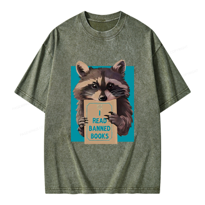 Pagewings I Read Banned Books Unisex Washed T-shirt