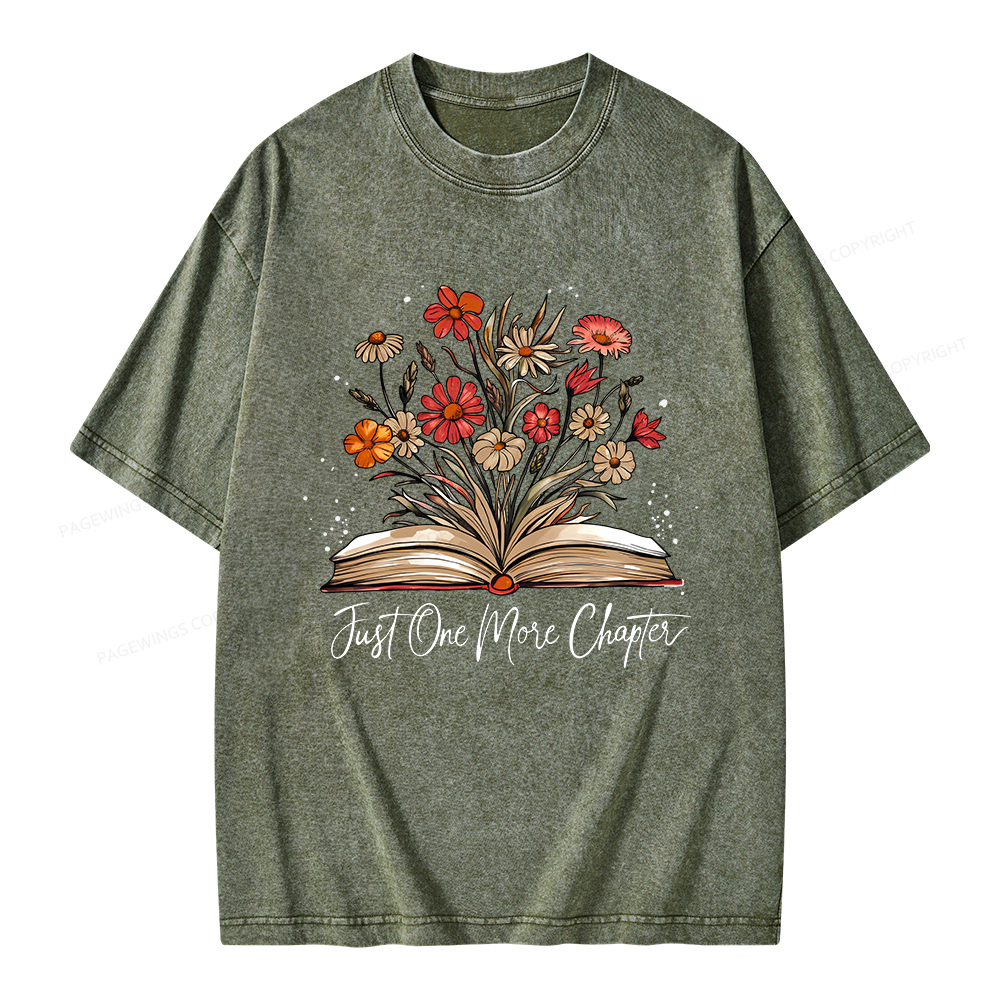 Pagewings Just One More Chapter Bookish Unisex Washed T-shirt