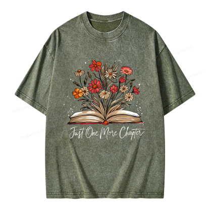 Pagewings Just One More Chapter Bookish Unisex Washed T-shirt