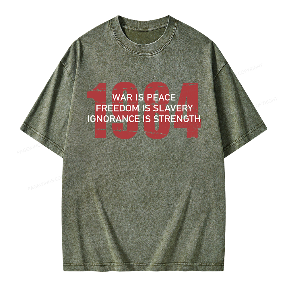 Pagewings War is Peace Freedom is Slavery Unisex Washed T-shirt