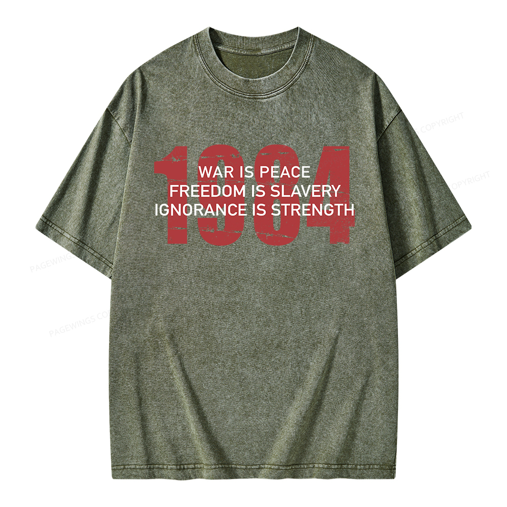 Pagewings War is Peace Freedom is Slavery Unisex Washed T-shirt