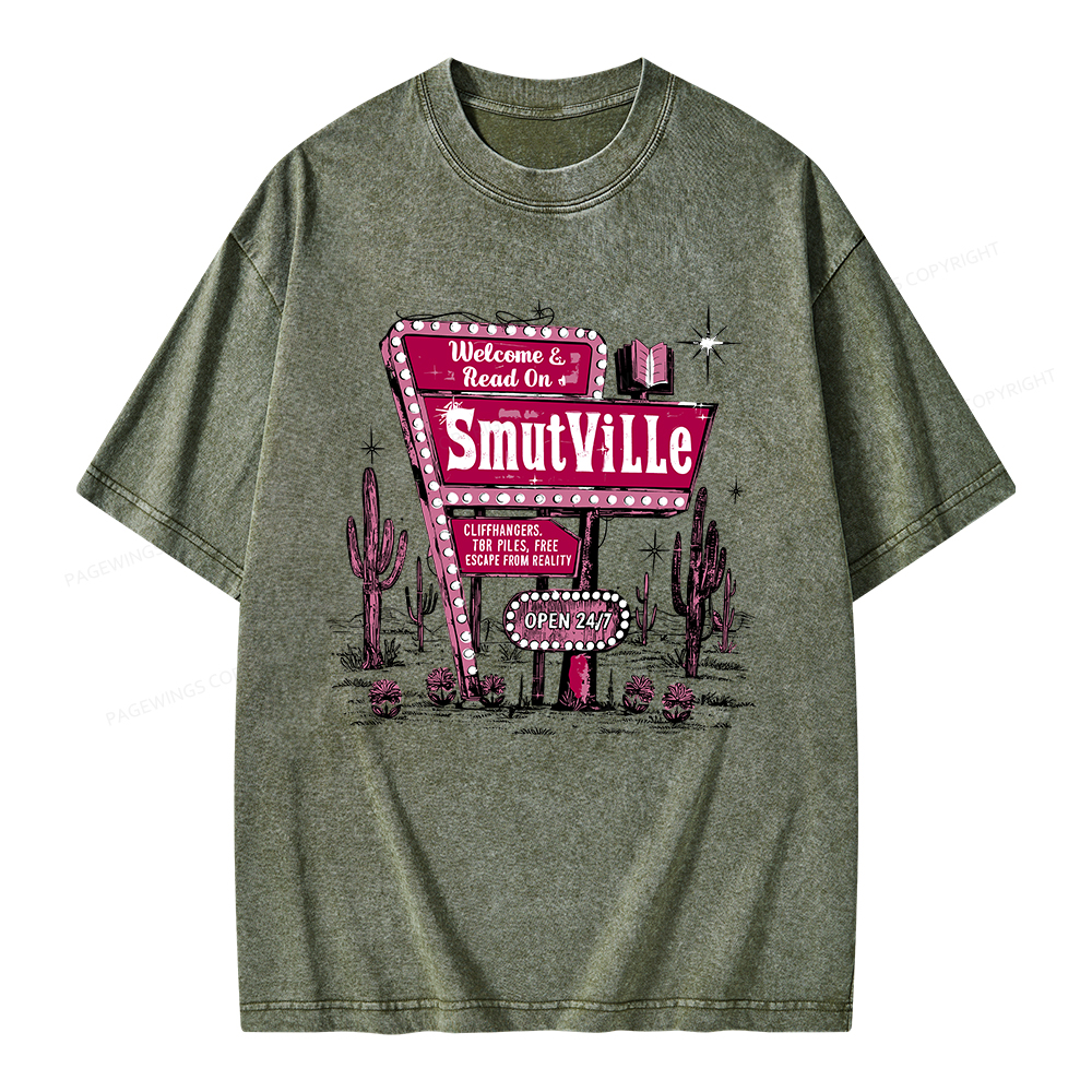 Pagewings Welcome To Smutville Unisex Washed T-shirt