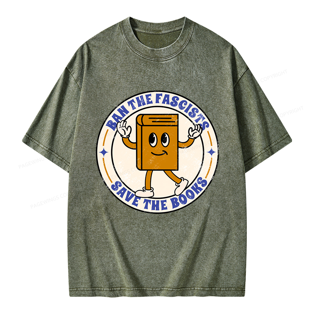Pagewings Ban The Fascists Save The Books Unisex Washed T-shirt