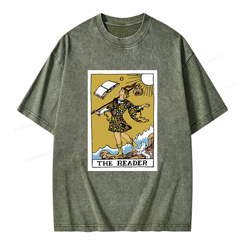 Pagewings Bookish Tarot--The Reader Unisex Washed T-shirt