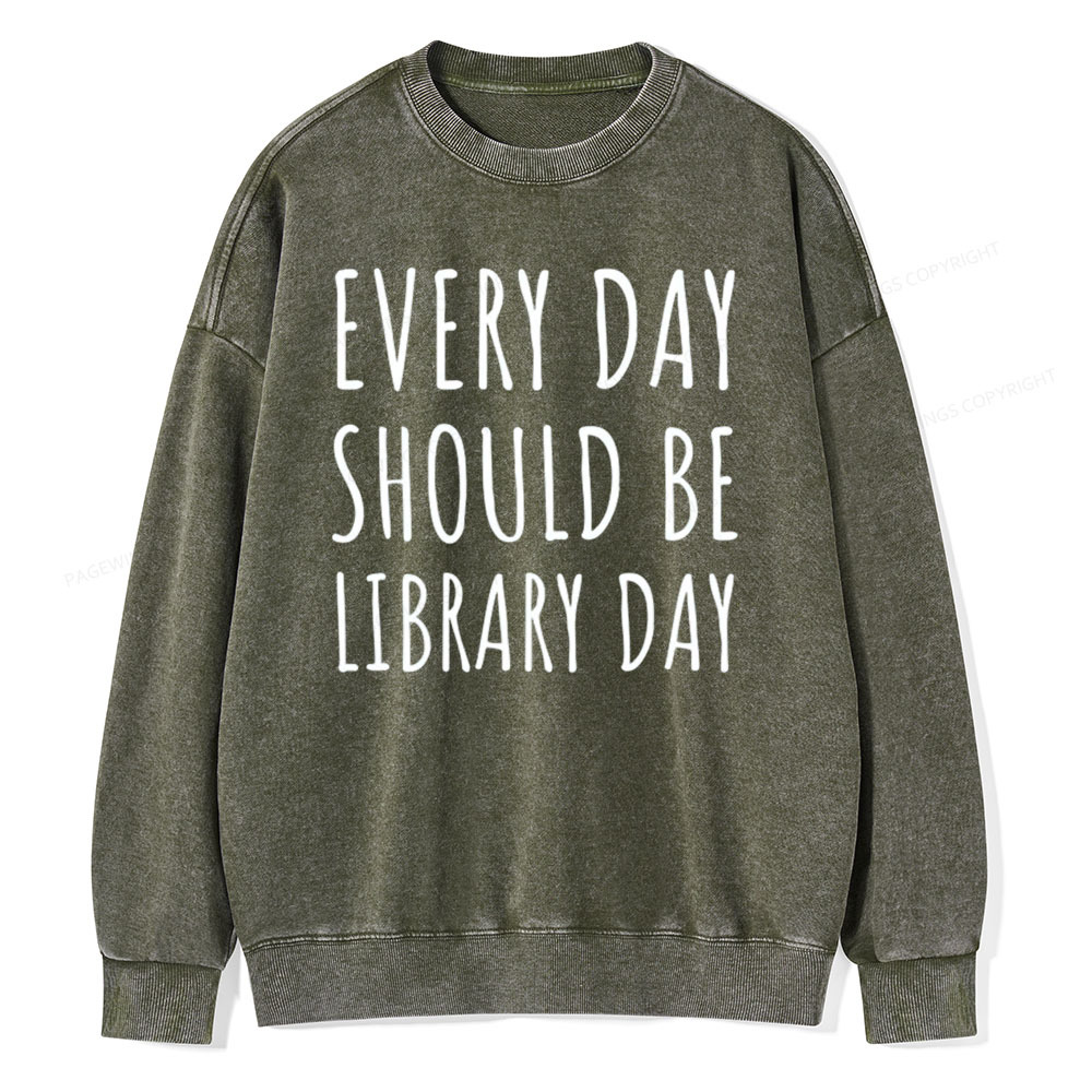 Pagewings Library Day Media Specialist Shirt Library Shirt Unisex Washed Sweatshirt