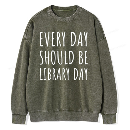 Pagewings Library Day Media Specialist Shirt Library Shirt Unisex Washed Sweatshirt