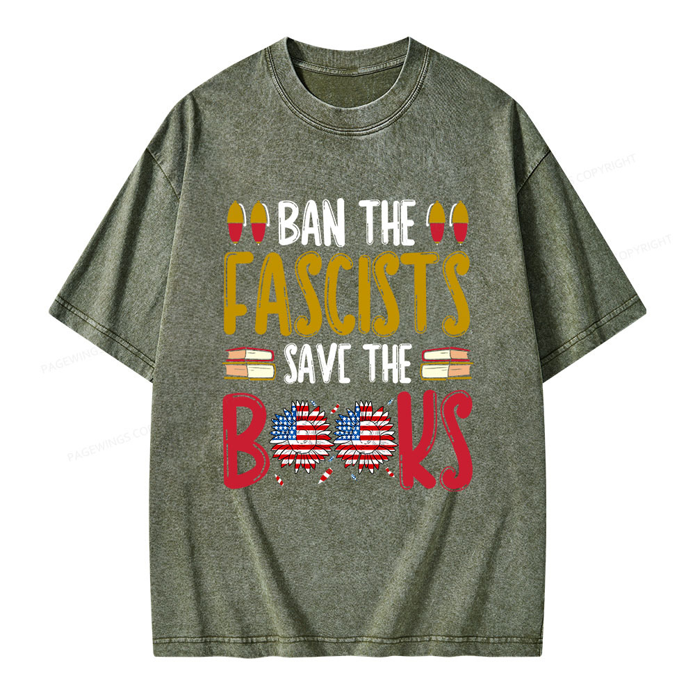 Pagewings Ban The Fascists Save The Books Unisex Washed T-shirt