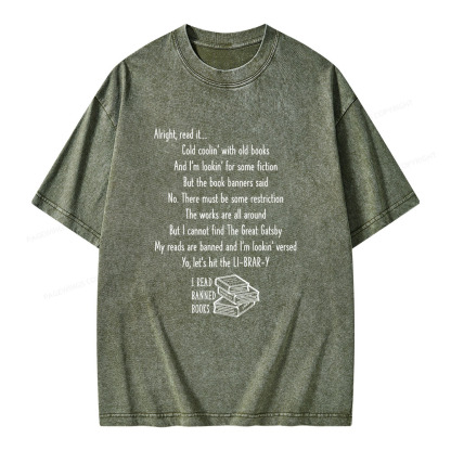Pagewings Alright Read It I Read Banned Books Unisex Washed T-shirt