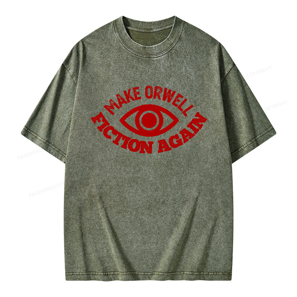 Pagewings Make Orwell Fiction Again Book Unisex Washed T-shirt