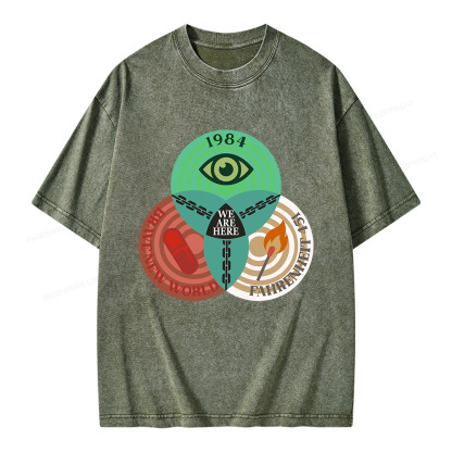 Pagewings We Are Here Unisex Washed T-shirt