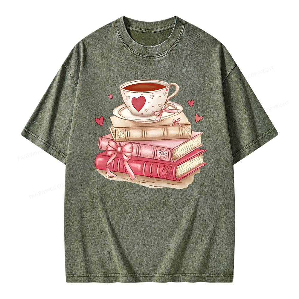 Pagewing Book Lover Valentine Sweatshirt Unisex Washed T-shirt