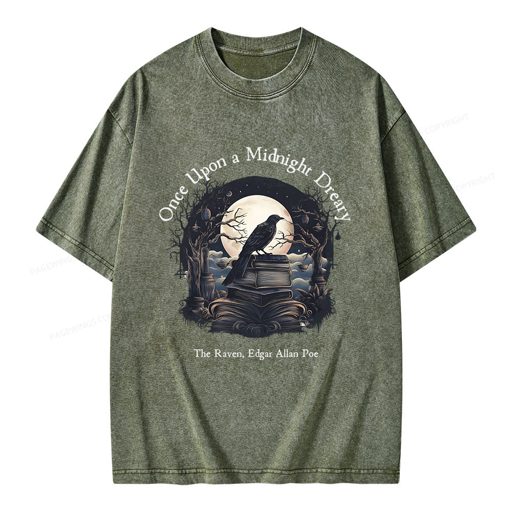 Pagewings Once Upon A Midnight Dreary Unisex Washed T-shirt
