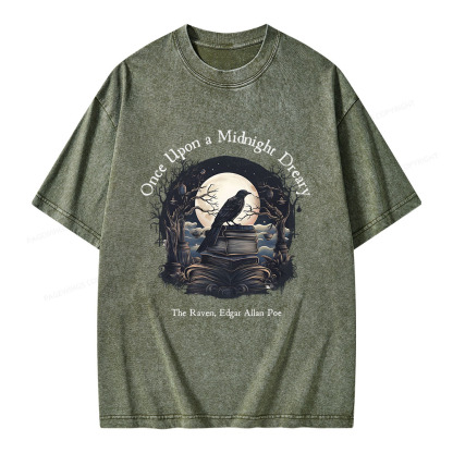 Pagewings Once Upon A Midnight Dreary Unisex Washed T-shirt