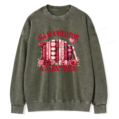 Pagewin Book Lover Shirt Design, Floral Valentine Unisex Washed Sweatshirt