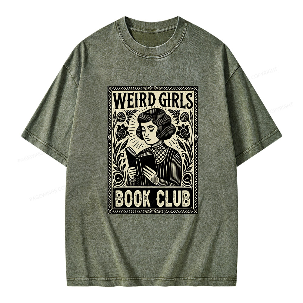 Pagewings Weird Girls Book Club Unisex Washed T-shirt