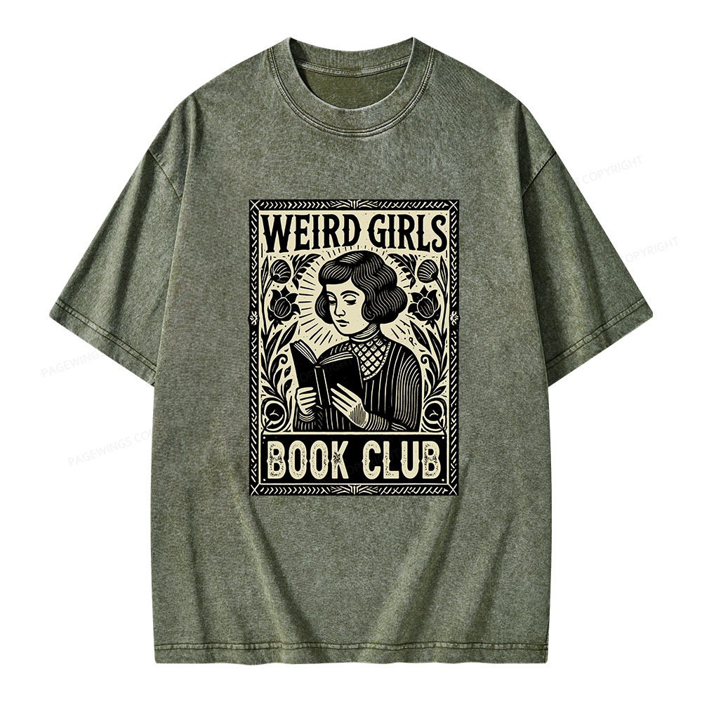 Pagewings Weird Girls Book Club Unisex Washed T-shirt
