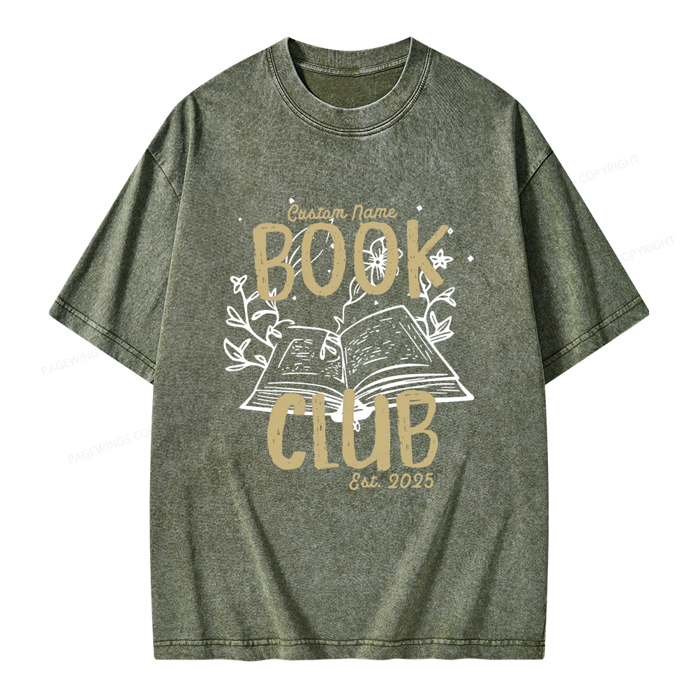 Pagewings Personalized  Book Club Unisex Washed T-shirt
