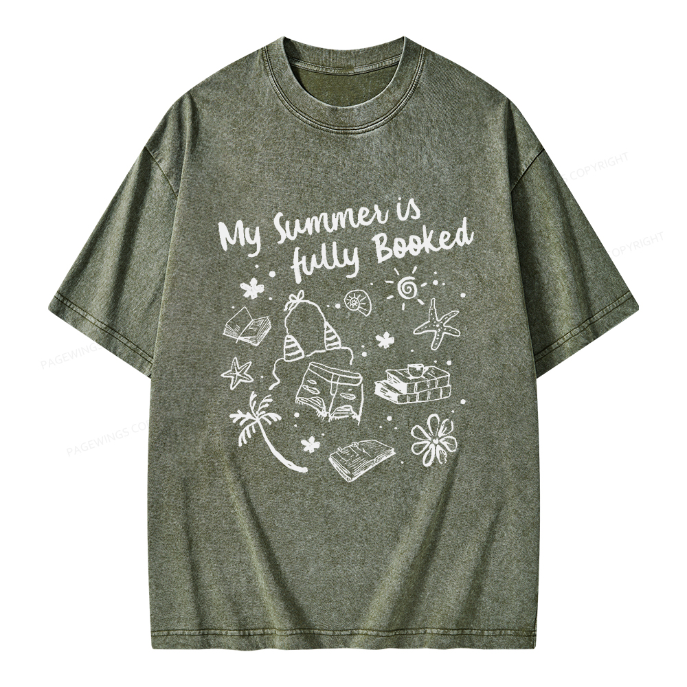 Pagewings My Summer Is Fully Booked Unisex Washed T-shirt
