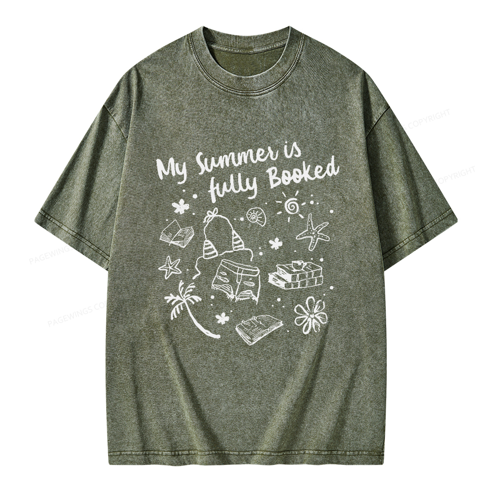 Pagewings My Summer Is Fully Booked Unisex Washed T-shirt
