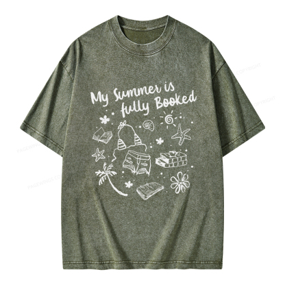 Pagewings My Summer Is Fully Booked Unisex Washed T-shirt