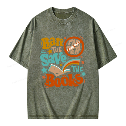 Pagewings Ban The Fascists Save The Books Unisex Washed T-shirt