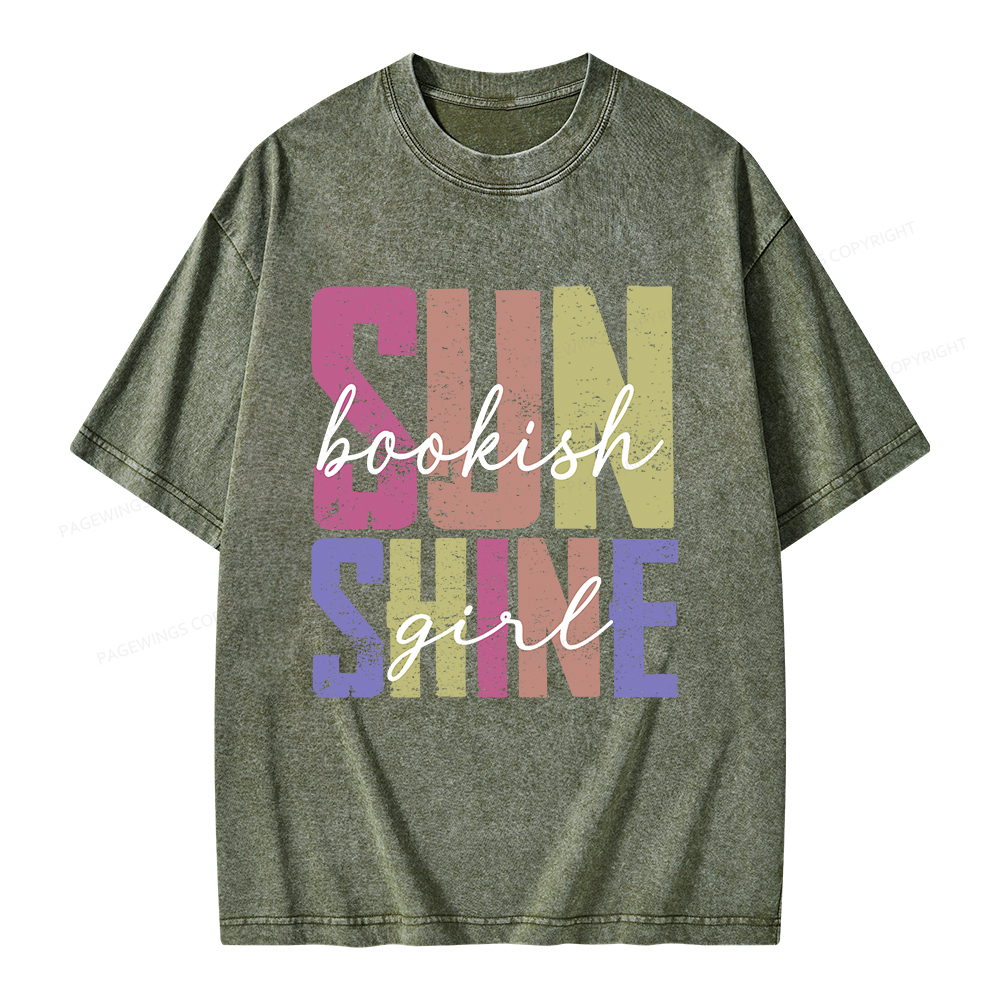 Pagewings Sunshine Bookish Girl Unisex Washed T-shirt