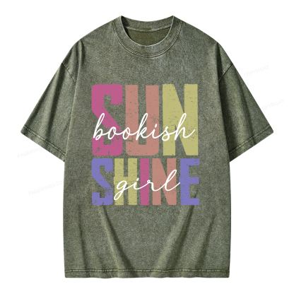 Pagewings Sunshine Bookish Girl Unisex Washed T-shirt