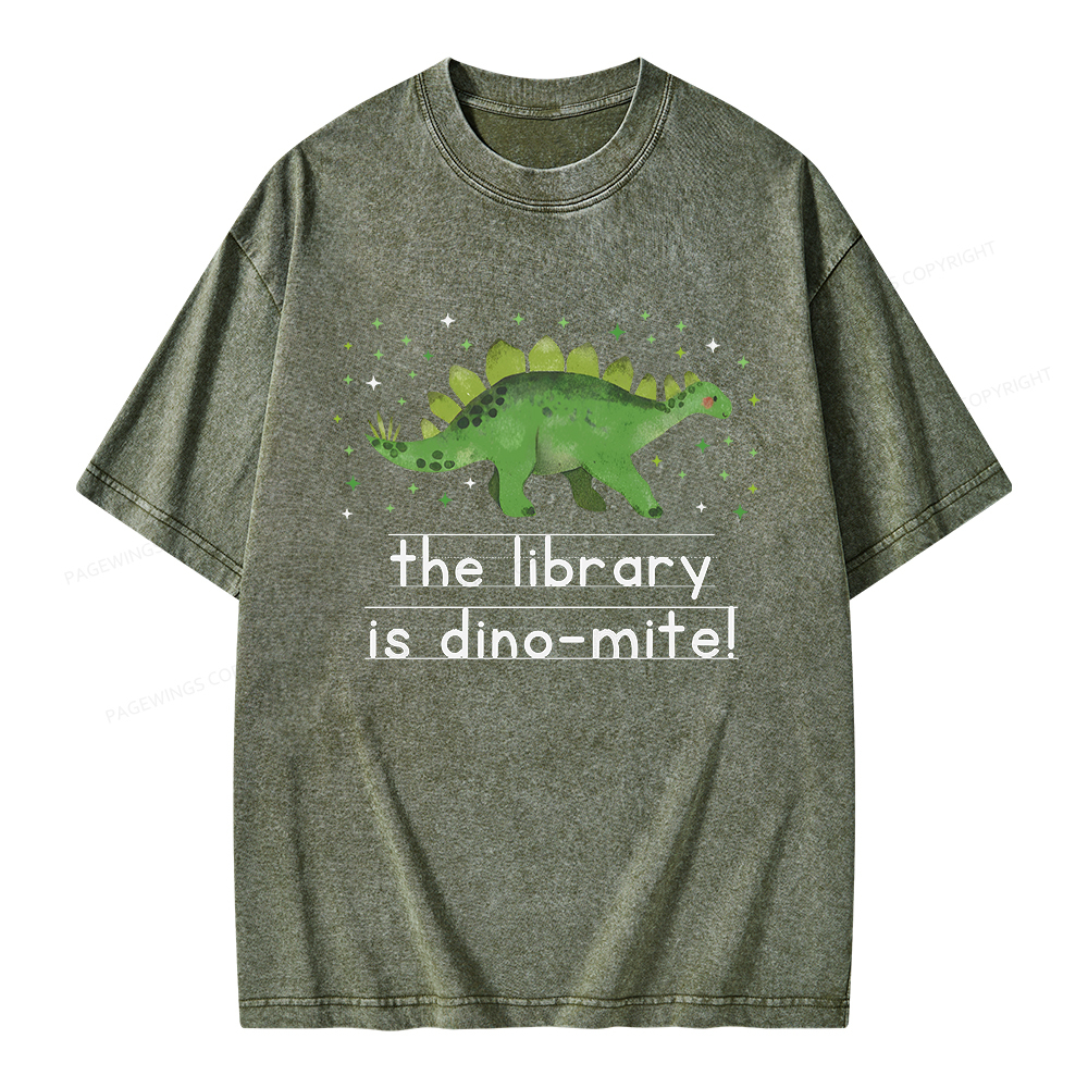 Pagewings The Library Is Dino-Mite Unisex Washed T-shirt