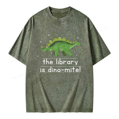 Pagewings The Library Is Dino-Mite Unisex Washed T-shirt
