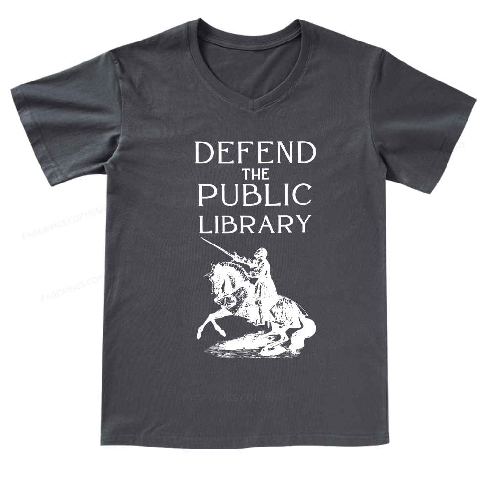 Pagewings Defend The Public Library V-neck T-shirt