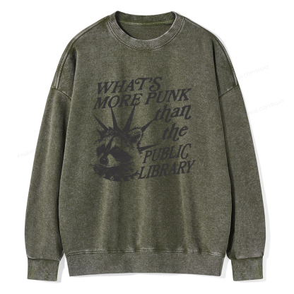 Pagewings What’s More Punk Than The Public Library Unisex Washed Sweatshirt