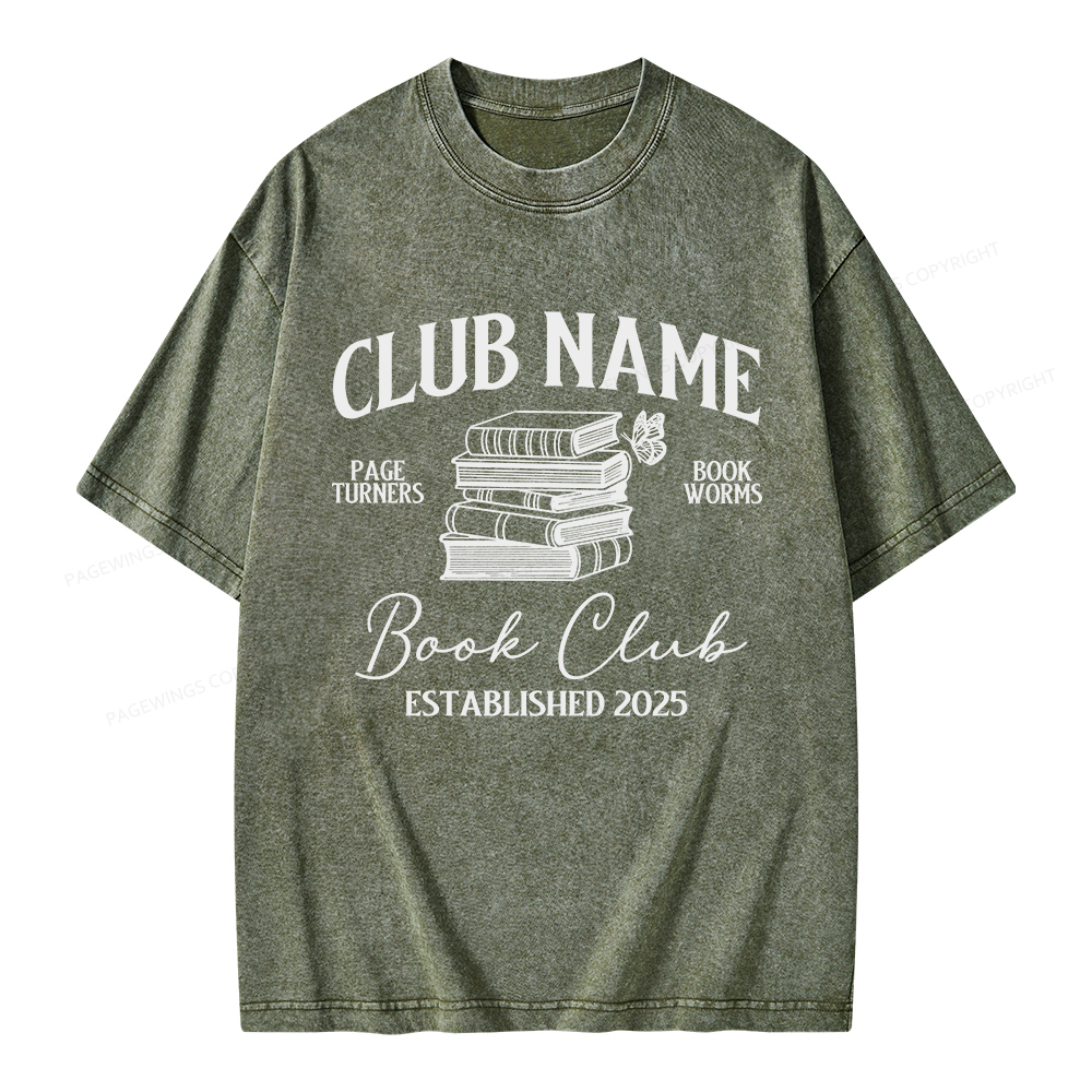 Pagewings Personalized Book Club  Unisex Washed T-shirt