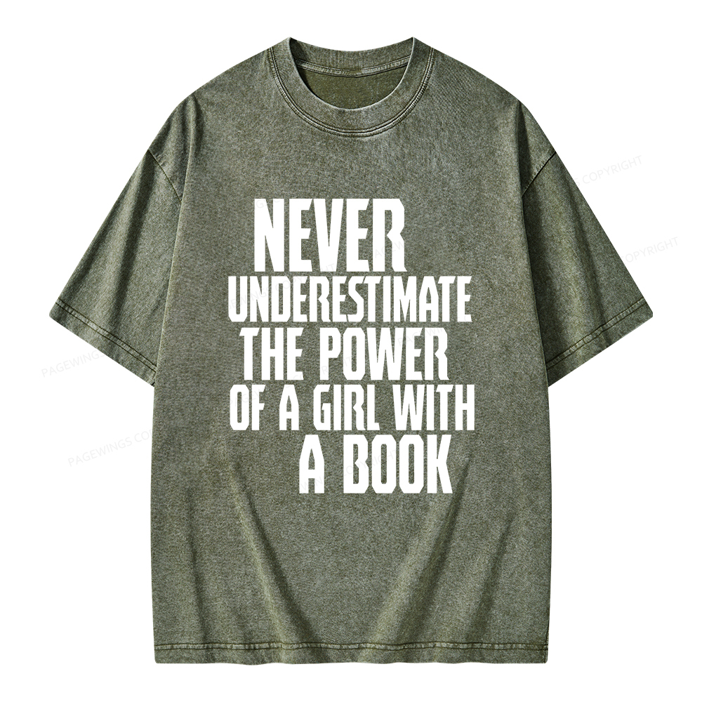 Pagewings The Power Of A Girl With A Book Unisex Washed T-shirt