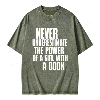 Pagewings The Power Of A Girl With A Book Unisex Washed T-shirt